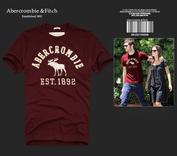 Abercrombie Fitch Hombres De Cuello Redondo Con Gente Fotos Corto Remera AF5685